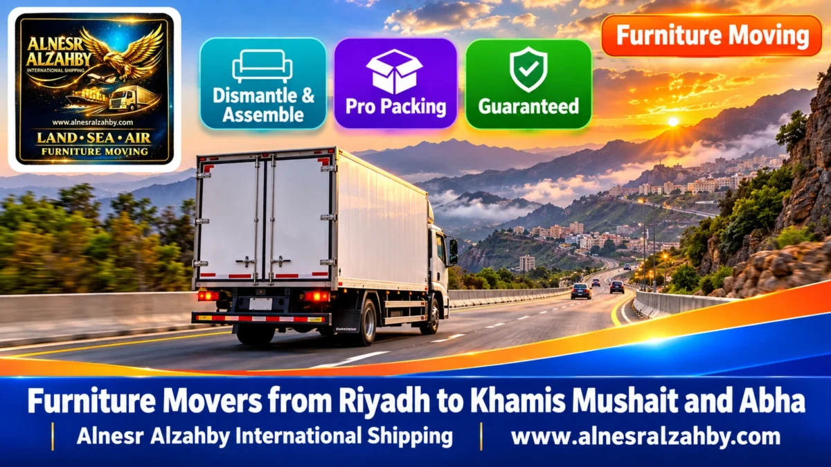 Furniture Movers from Riyadh to Khamis Mushait and Abha — Alnesr Alzahby