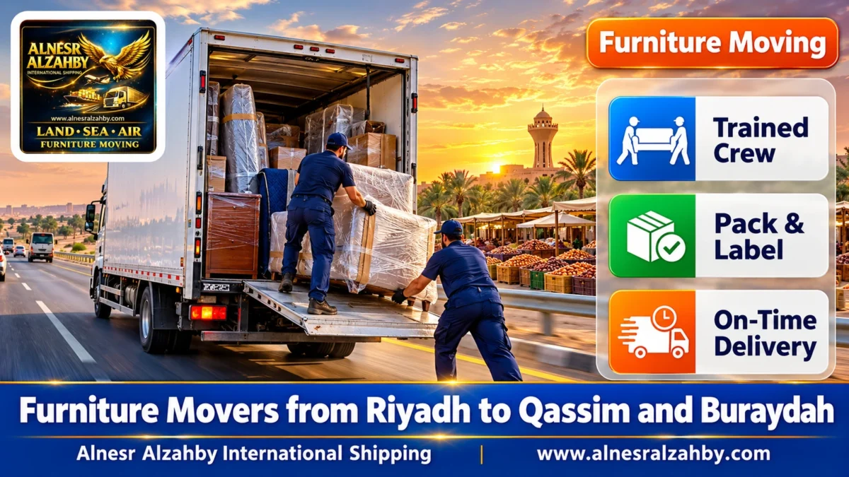 Furniture Movers from Riyadh to Qassim and Buraydah — Alnesr Alzahby